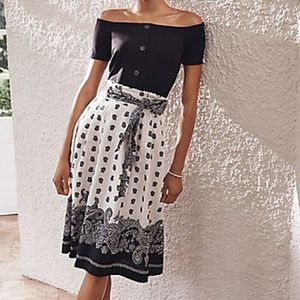 Ann Taylor Paisley Border Paperbag Skirt, 6